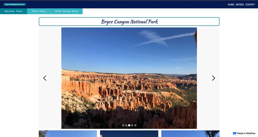 Reyna Murphy Adventures Images of Sites page slider and tabs bar